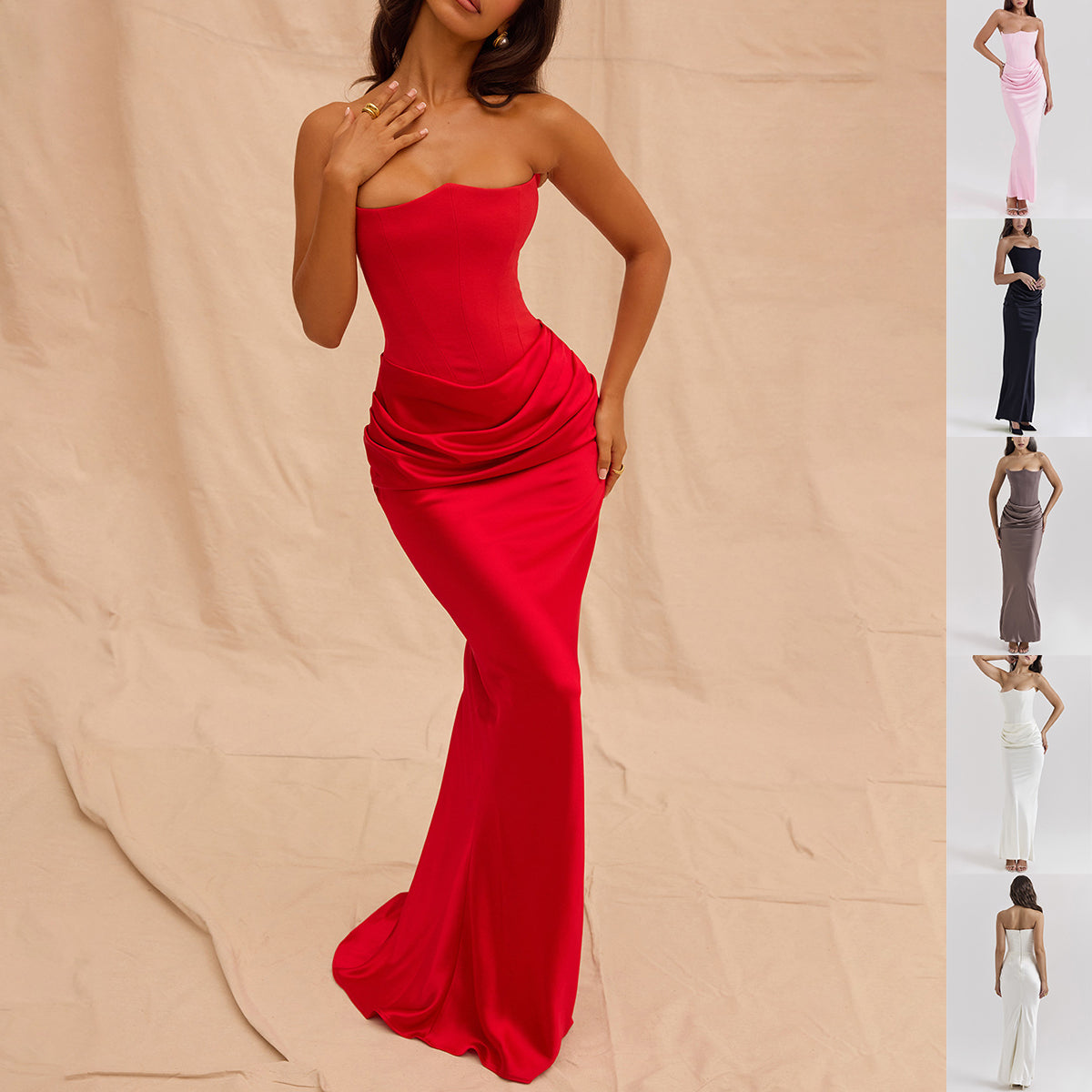 Damen Sexy Bandeau-Kleid – Enges Schlauchtop Rückenfreies Langes Abendoutfit