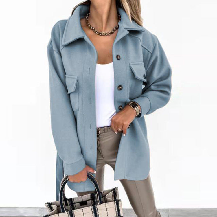 Reversjacke Mode Casual Einreihiger Mantel mit Gürtel Frühling Herbst Damenbekleidung