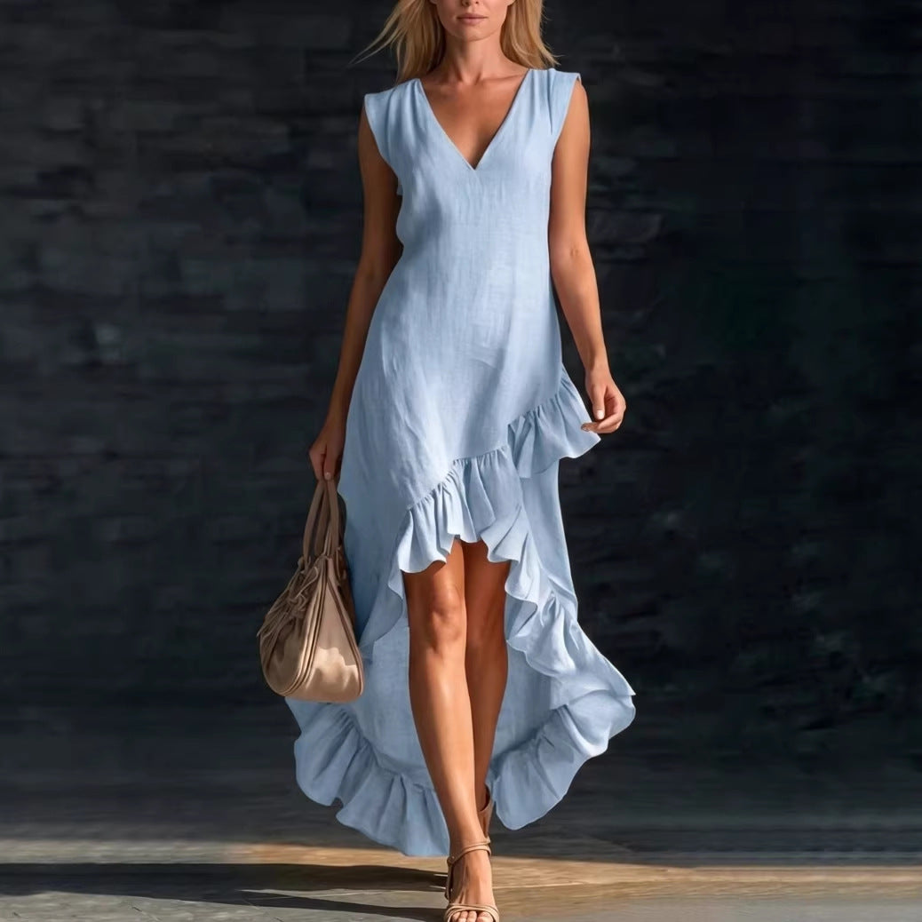 Ärmelloses Kleid aus Baumwoll-Leinen-Gemisch