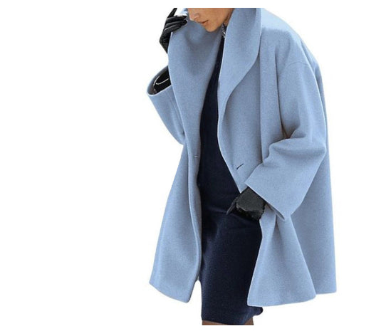 Damen Trendige Kleidung Mehrfarbiger Rundhals-Pullover Lockere Wolljacke Unifarbener Freizeit-Mantel für Herbst und Winter