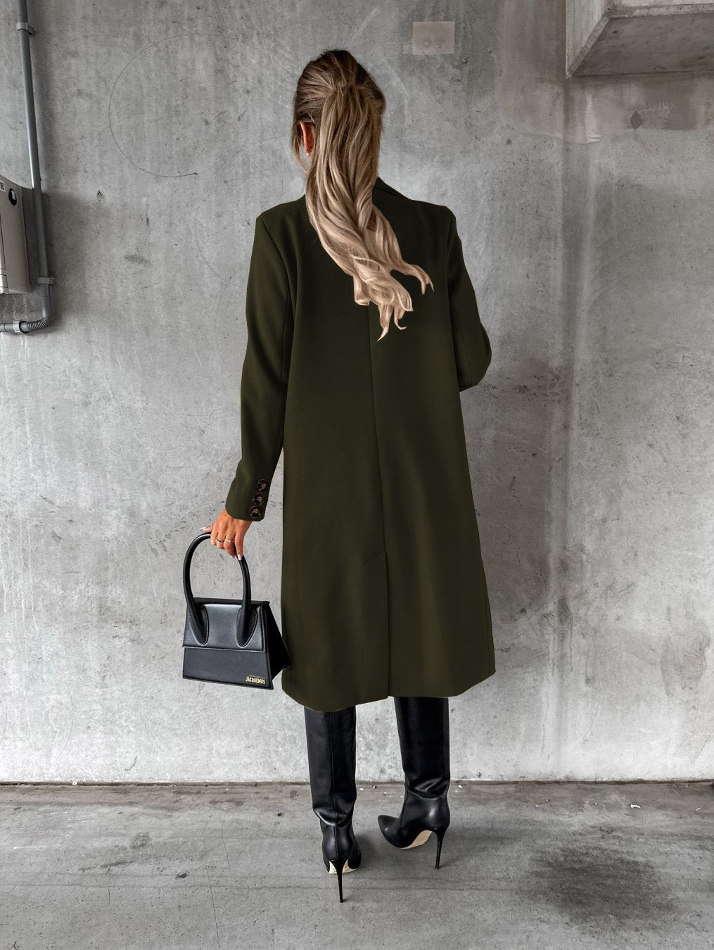 Trendy Women’s Fashion Coat – Solid Slim Double-Breasted Lapel Jacket