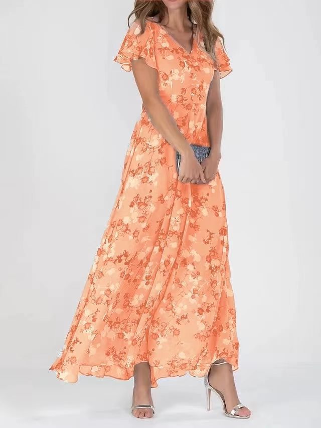 Women’s Summer Floral Dress – Casual Ruffle Short Sleeve Beach Outfit