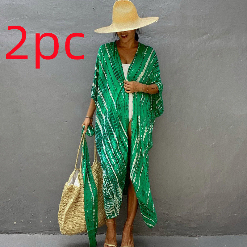 Casual Resort Wear – Women’s Polyester Sun Protection Beach Dress