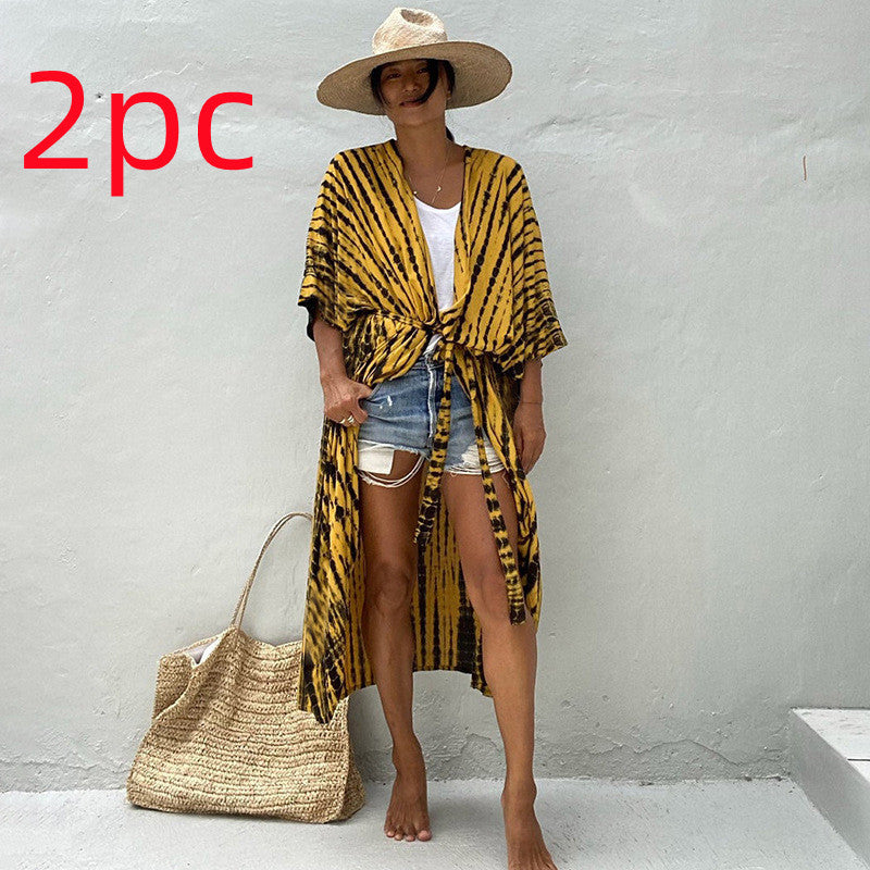 Casual Resort Wear – Women’s Polyester Sun Protection Beach Dress