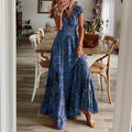 Women’s Summer Floral Midi Dress – Waist-Cinching Elegant A-Line Outfit