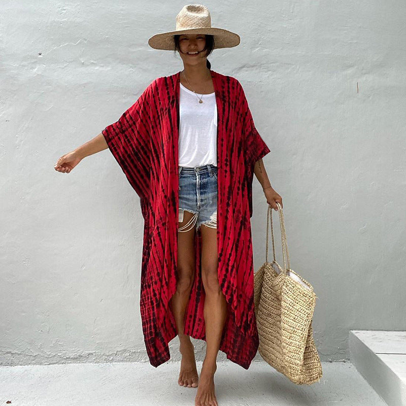 Casual Resort Wear – Women’s Polyester Sun Protection Beach Dress