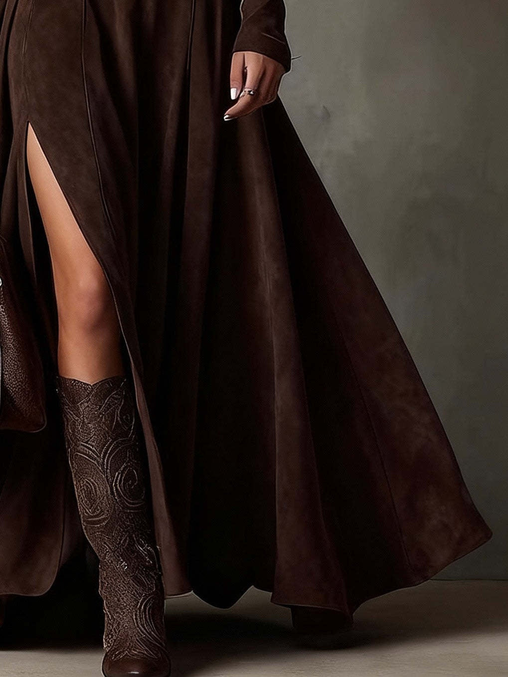 Langes stylisches Kleid mit GürtelEuropäische und amerikanische Mode