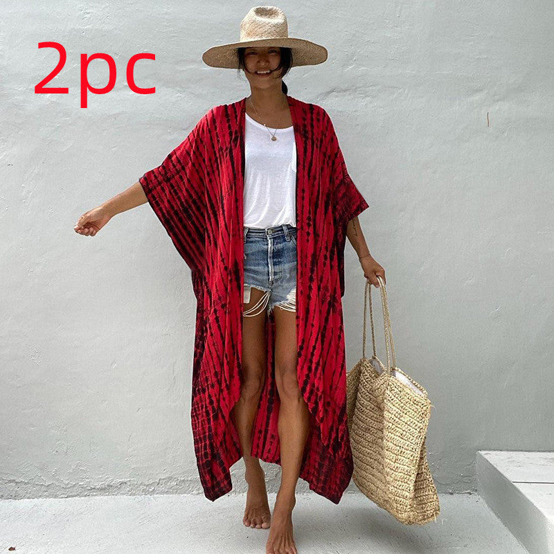 Casual Resort Wear – Women’s Polyester Sun Protection Beach Dress