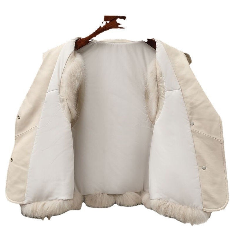 Pelzweste Kurzmantel Herbst und Winter Neue Patchwork Winterfuchs Pelzjacke Damen Kurzer Kunstpelzmantel Elegante Weibliche Warme Weste