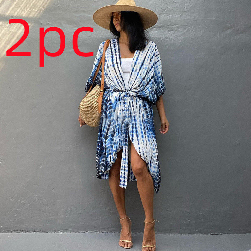 Casual Resort Wear – Women’s Polyester Sun Protection Beach Dress